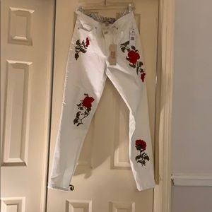 Vintage America White Embroidered Bestie Jeans